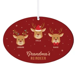 Reindeer Family Oval Ornament
