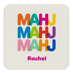 Repeating Colors Mahjong Wood Coasters