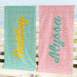 Retro Script Name Beach Towel