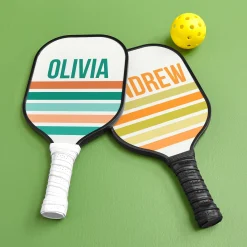 Retro Stripes Pickleball Paddle