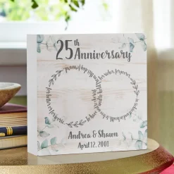 Rings of Love Anniversary Wood Block