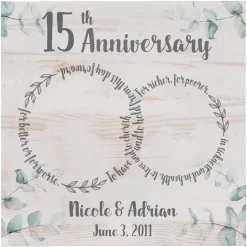 Rings of Love Anniversary Wood Block
