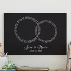 Rings of Love Wedding Leather Wall Art