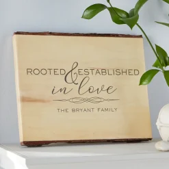 Rooted in Love Rustic Wood Sign