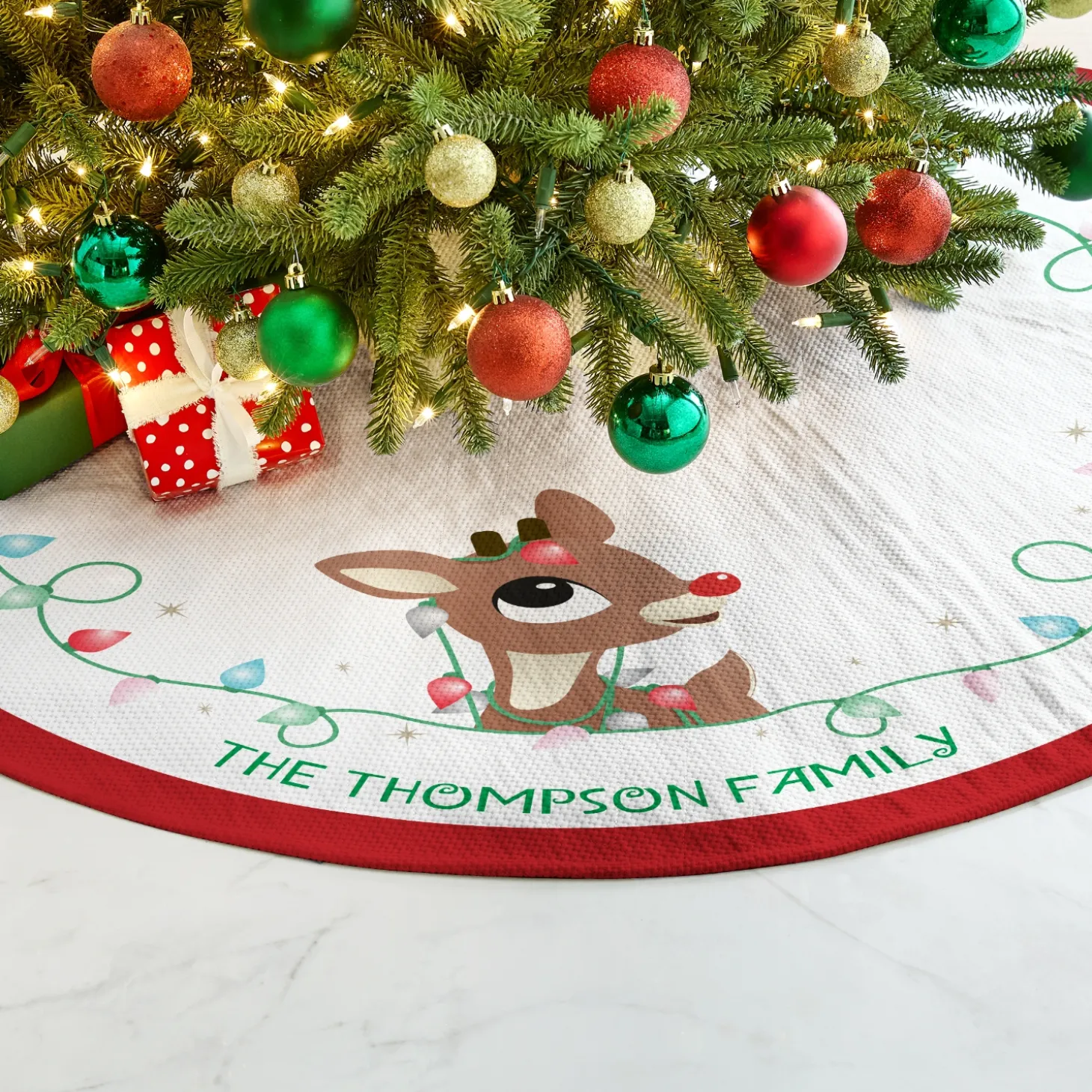 Rudolph® Christmas Lights Tree Skirt
