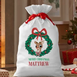 Rudolph® Holiday Wreath Oversized Gift Bag