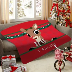 Rudolph® Plaid Holiday Blanket