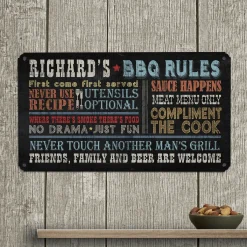 Rules for Great Grilling Metal Sign