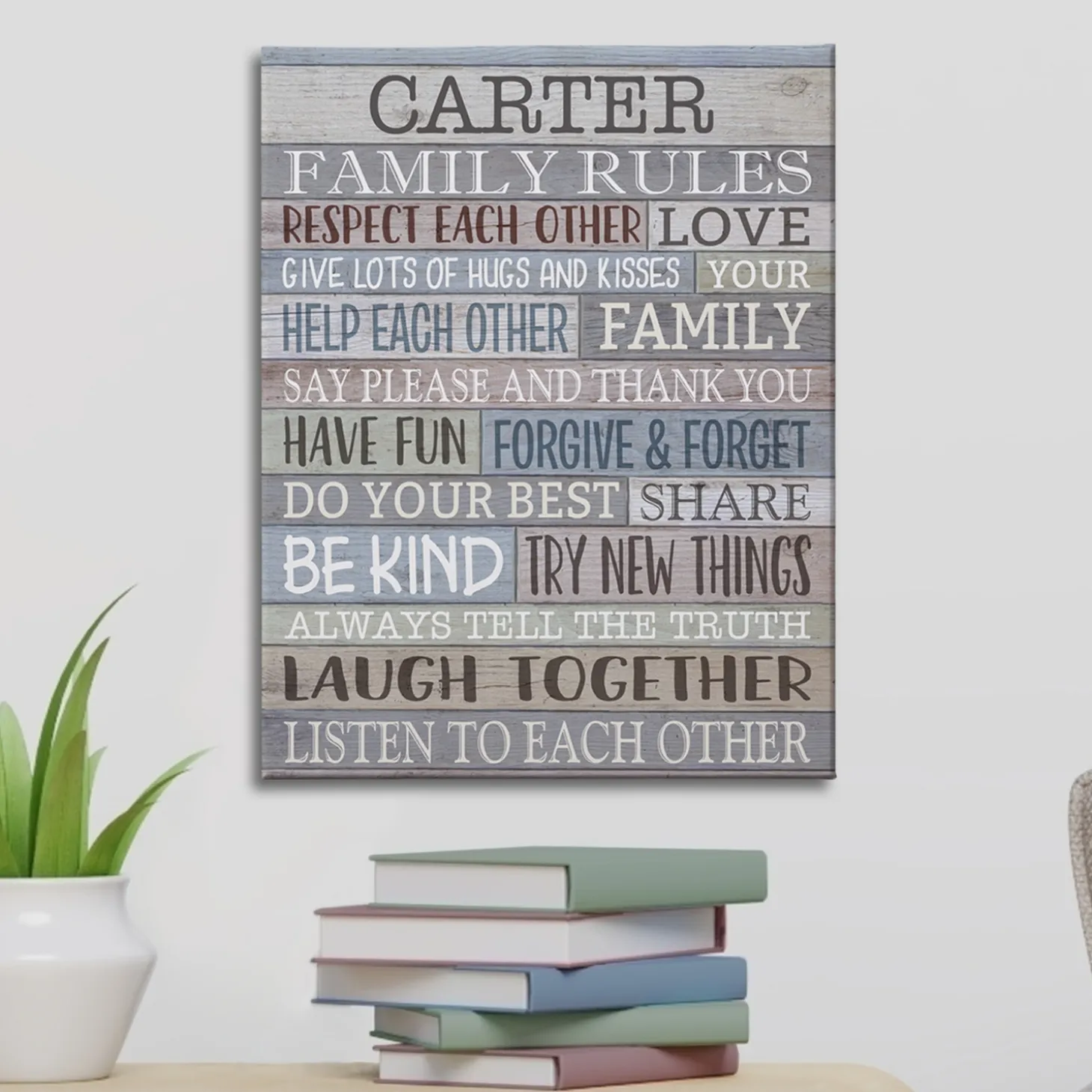 Rustic Family Rules Canvas