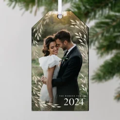 Rustic Foliage Photo Gift Tag Ornament