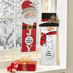 Rustic Snowman and Santa Wood Wall Art