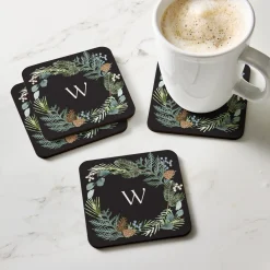 Rustic Wreath Initial Coaster