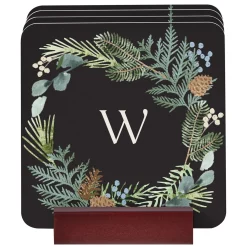 Rustic Wreath Initial Coaster