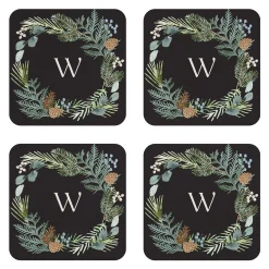 Rustic Wreath Initial Coaster