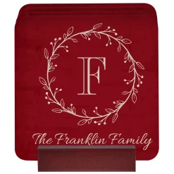 Rustic Wreath Monogram Wood Coasters