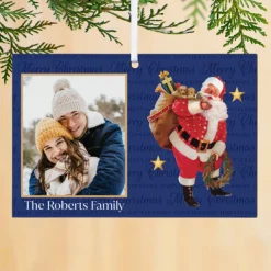 Santa Christmas Greetings Photo Rectangle Ornament