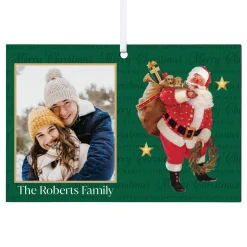 Santa Christmas Greetings Photo Rectangle Ornament