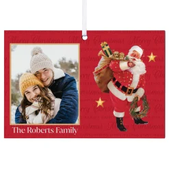 Santa Christmas Greetings Photo Rectangle Ornament