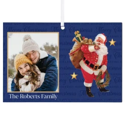 Santa Christmas Greetings Photo Rectangle Ornament