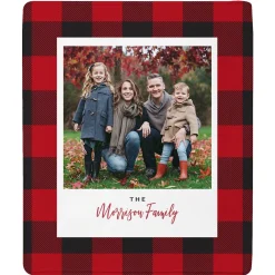 Santa's Plaid Photo Plush Blanket