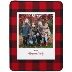 Santa's Plaid Photo Plush Blanket