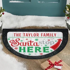 Santa Stop Here Half Round Doormat