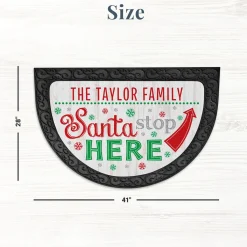 Santa Stop Here Half Round Doormat