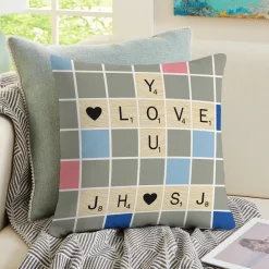 Scrabble® Initial Hearts Throw Pillow