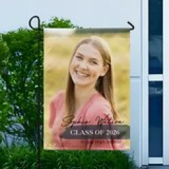 Scripted Graduate Photo Garden Flag