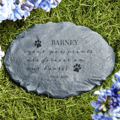 Scripted Paw Prints Pet Memorial Garden Stone