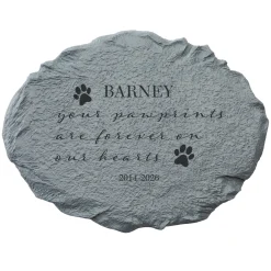 Scripted Paw Prints Pet Memorial Garden Stone