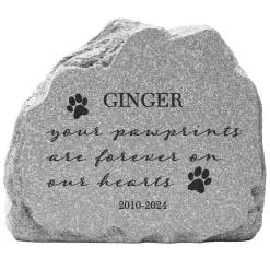Scripted Paw Prints Pet Memorial Standing Garden Stone