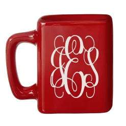 Script Monogram Red Square Mug Set