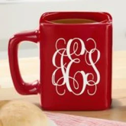 Script Monogram Red Square Mug