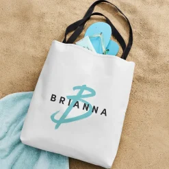 Scripty Initial And Name Tote Bag