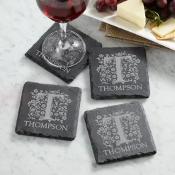 Scroll & Letter Slate Coasters