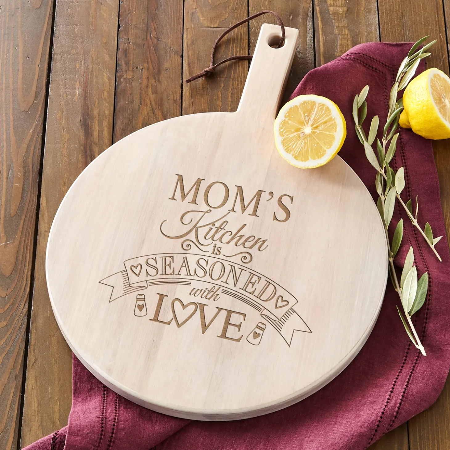 Seasoned with Love Round Wood Server