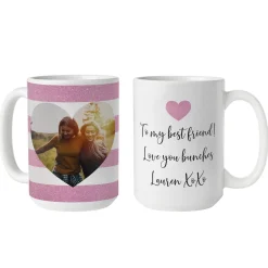 Shimmer Stripe Photo Heart Mug