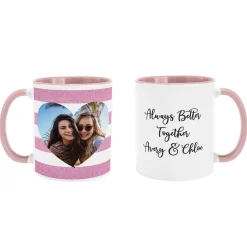 Shimmer Stripe Photo Heart Mug
