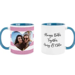 Shimmer Stripe Photo Heart Mug