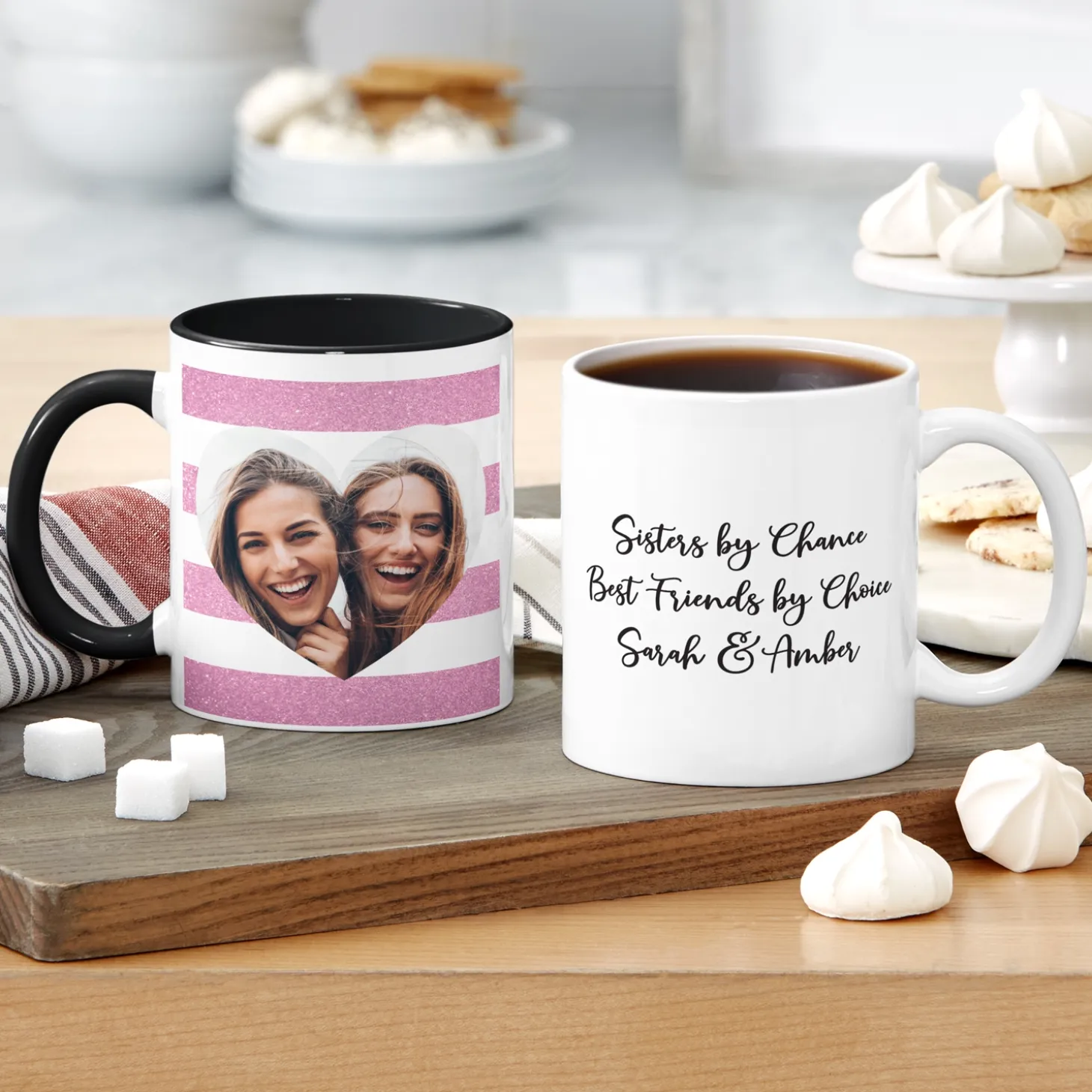 Shimmer Stripe Photo Heart Mug