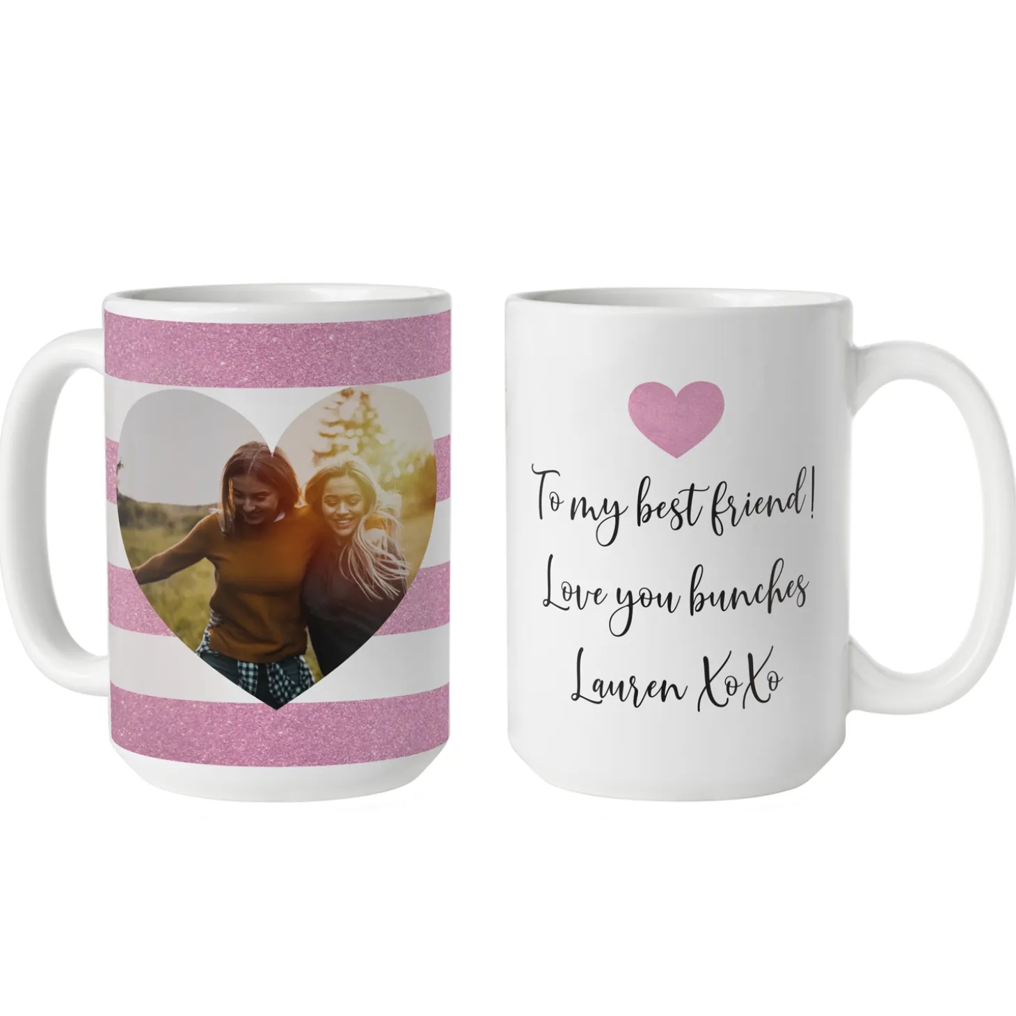 Shimmer Stripe Photo Heart Mug