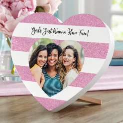 Shimmer Stripe Photo Heart Wood Heart