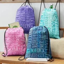 Signature Style Allover Print Drawstring Bags