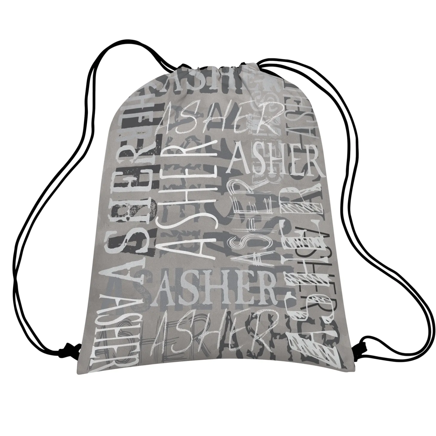 Signature Style Allover Print Drawstring Bags