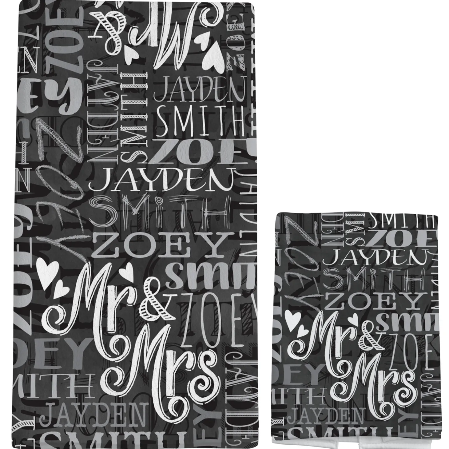 Signature Style Wedding Couple Bath Towels