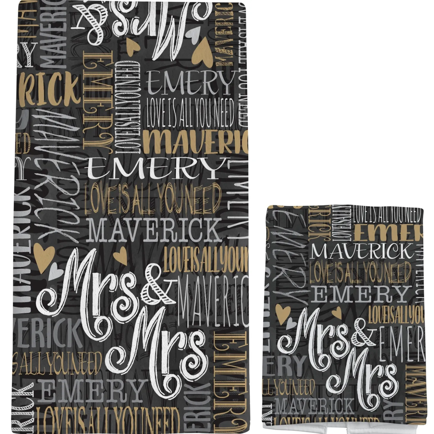 Signature Style Wedding Couple Bath Towels