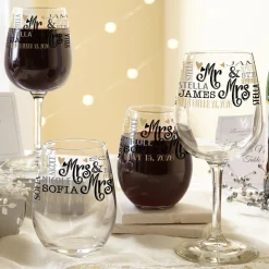 Signature Style Wedding Couple Wine Glasses