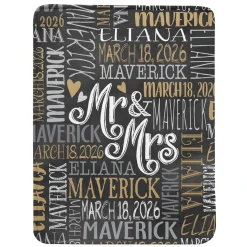 Signature Style Wedding Couple Plush Blanket