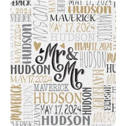 Signature Style Wedding Couple Plush Blanket